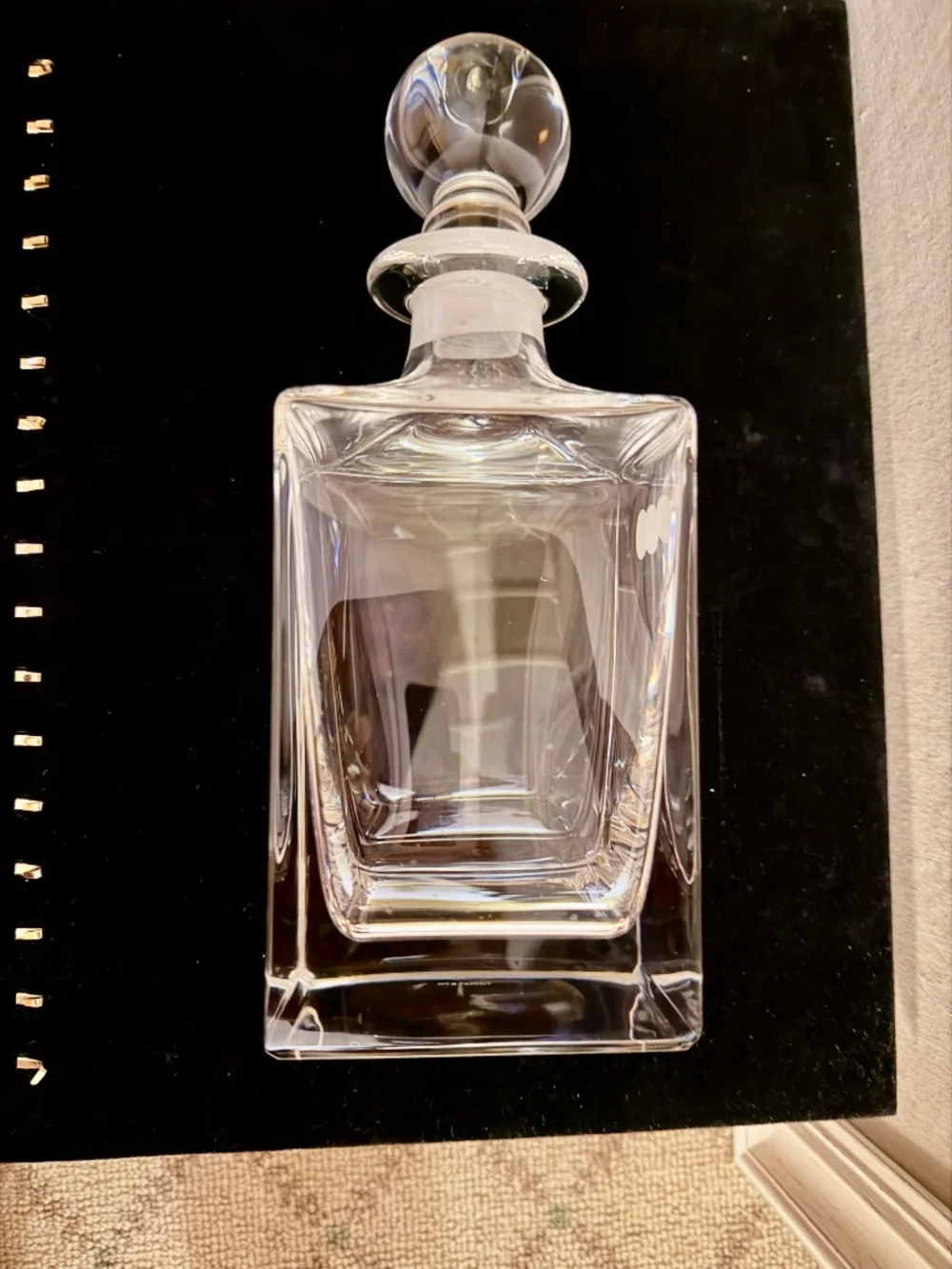 Tiffany & Co. Vintage Home Essentials Classic Square Decanter in Crystal Glass.